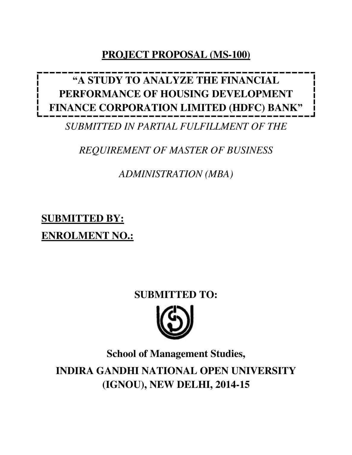 IGNOU MBA Project Synopsis Report And Dissertation Download