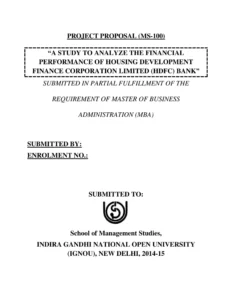 Ignou mba project front page
