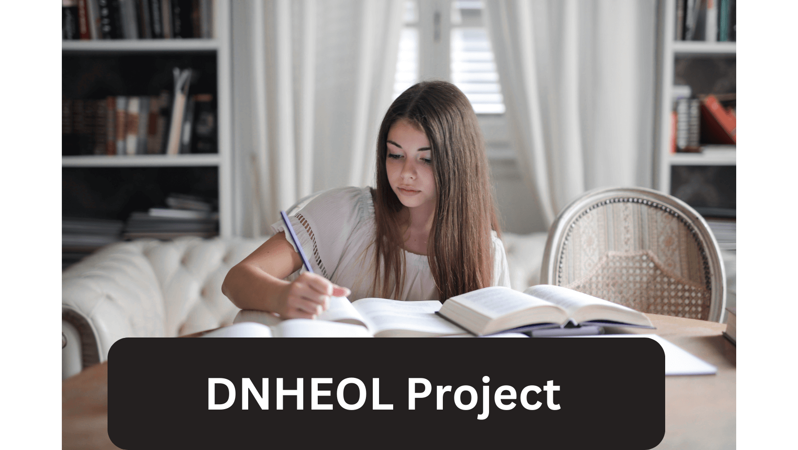 Student writing her Ignou DNHEOL Project