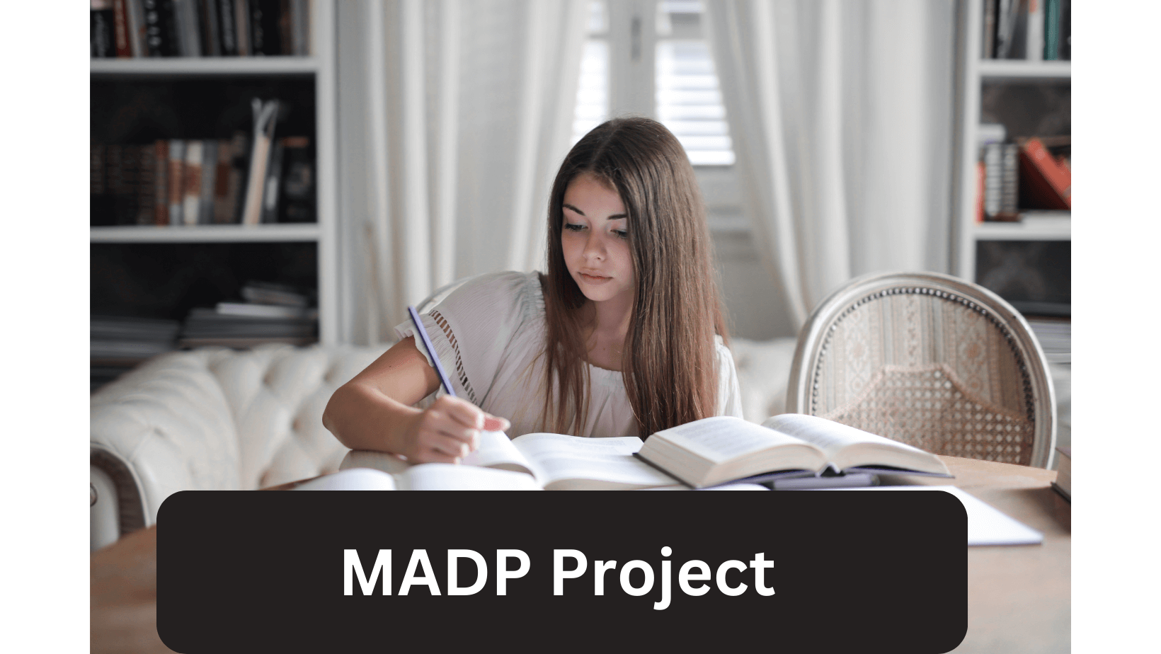 Student writing her Ignou MADP Project