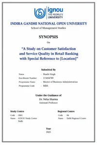 IGNOU synopsis cover page